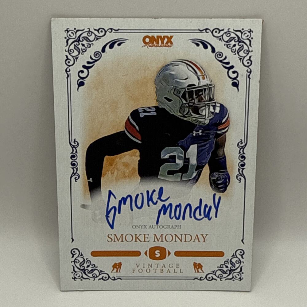 2022 Onyx Vintage AUTOGRAPH Blue Ink SMOKE MONDAY Saints AUBURN Tigers